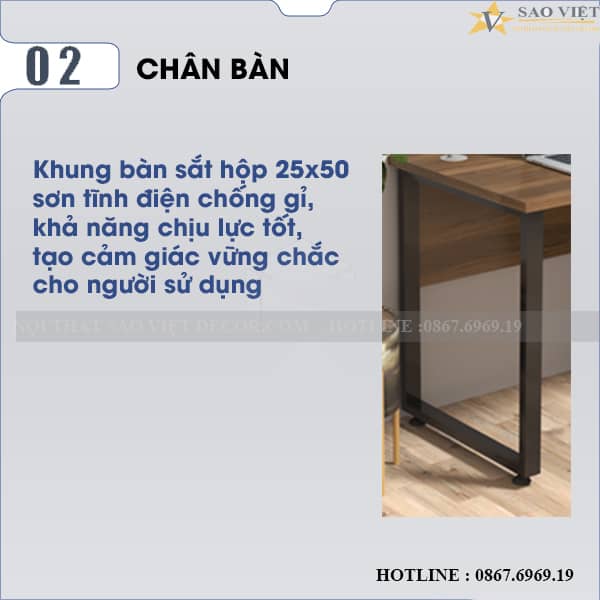 Bàn làm việc chân sắt có yếm BLV02