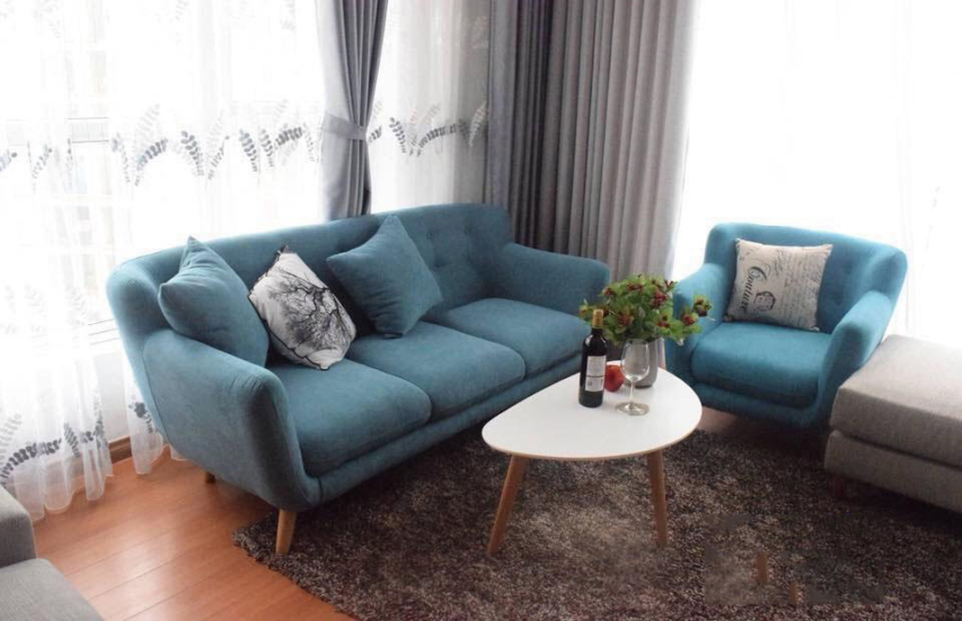 Ghế sofa văng nỉ màu xanh 1m8 SF05