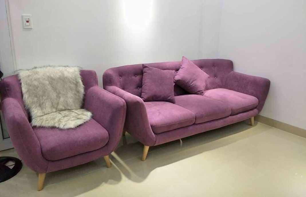 Ghế sofa văng nỉ màu xanh