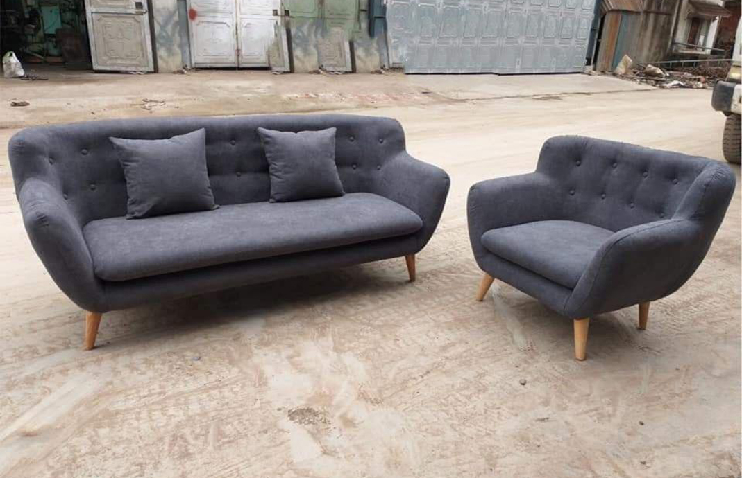 Ghế sofa văng nỉ màu xanh