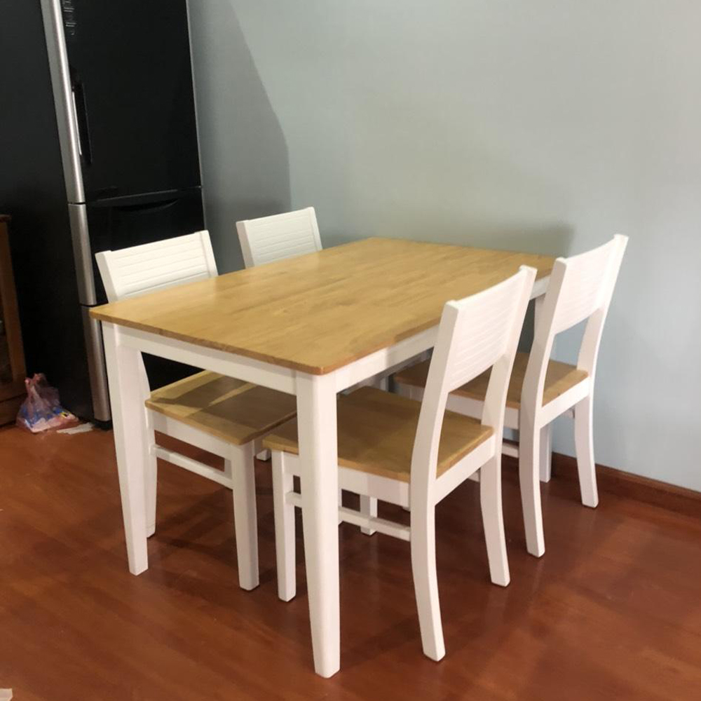 COZINO|Bộ bàn ăn 4 ghế Cherry gỗ cao su 1m2 đẹp, chất lượng, giá rẻ