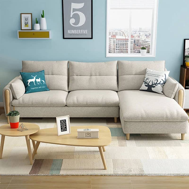 Ghế Sofa góc đệm vải nỉ viền gỗ sồi SFG31