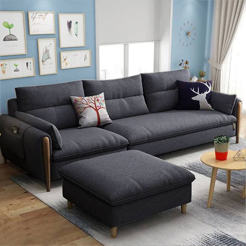 Ghế Sofa góc đệm vải nỉ viền gỗ sồi SFG31