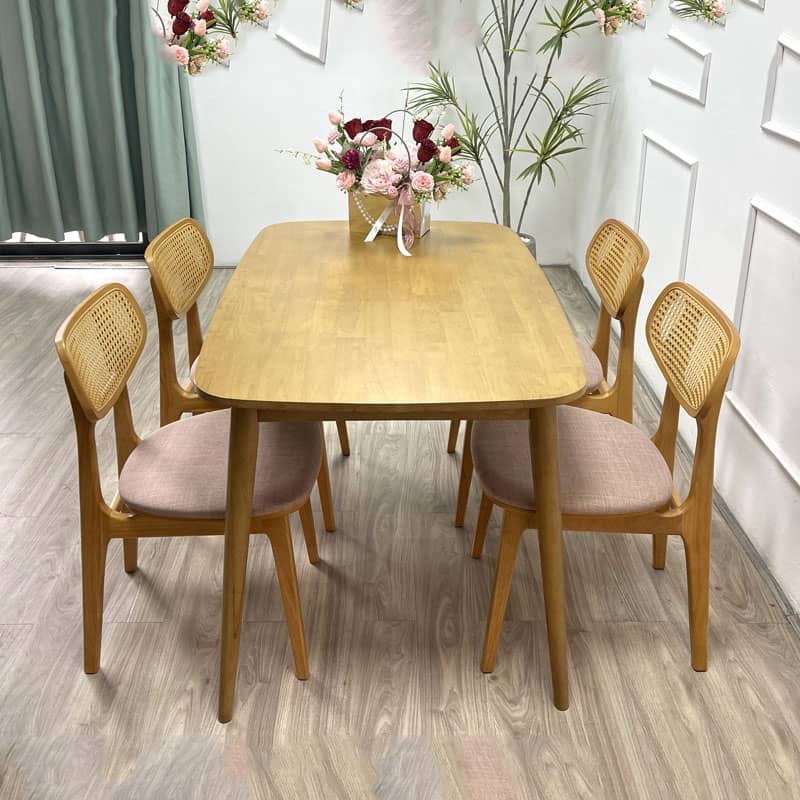 Bộ bàn ăn gỗ sồi 4 ghế BA004