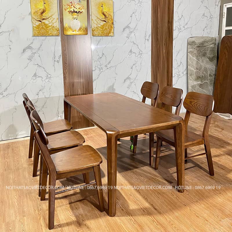 Bộ bàn ăn 6 ghế gỗ sồi BA005