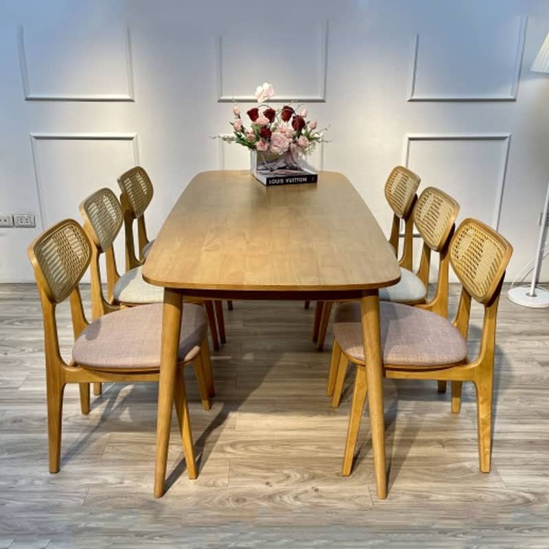 Bộ bàn ăn gỗ sồi 6 ghế BA002