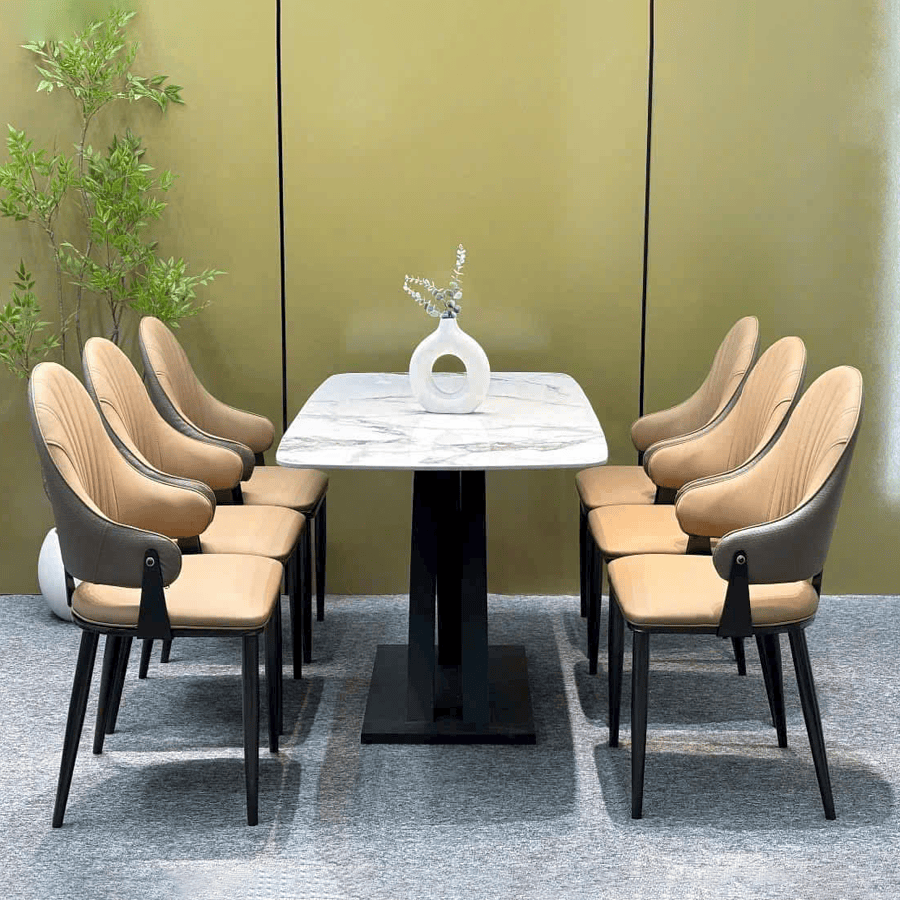 Bàn Ăn Chân X 1m6 6 Ghế Luna BA131 – Chắc Chắn, Hiện Đại
