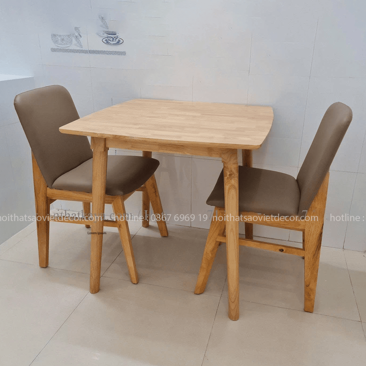 Bàn ăn vuông 70 2 ghế Kudo BA55