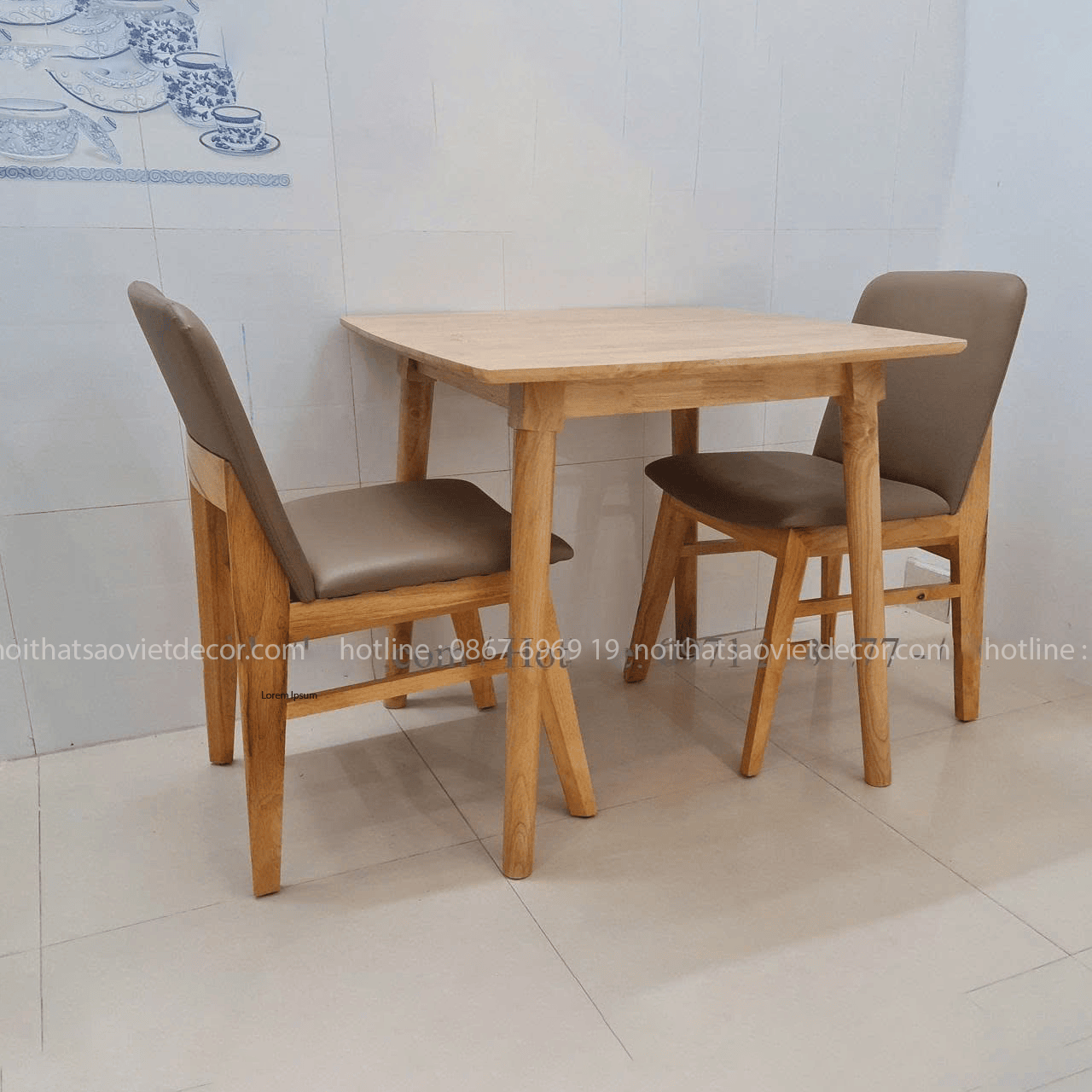 Bàn ăn vuông 70 2 ghế Kudo BA55