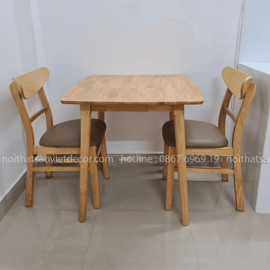 Bộ bàn ăn 2 ghế Mango BA53 – Bàn vuông 70x70cm