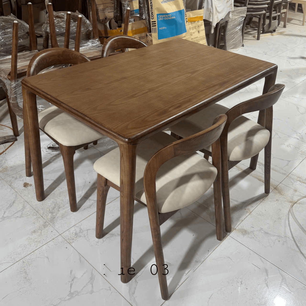 Bàn ăn 1m2 4 ghế Neva gỗ tần bì BA78