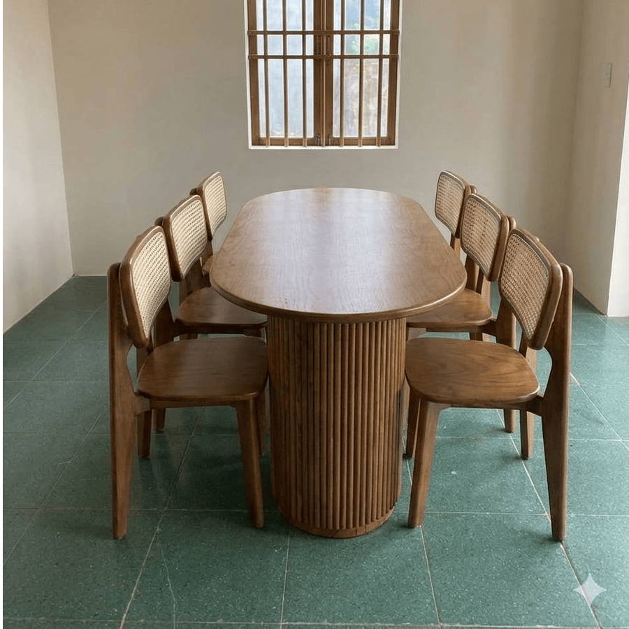 Bàn Ăn 1m6 6 Ghế Gỗ Tần Bì BA206