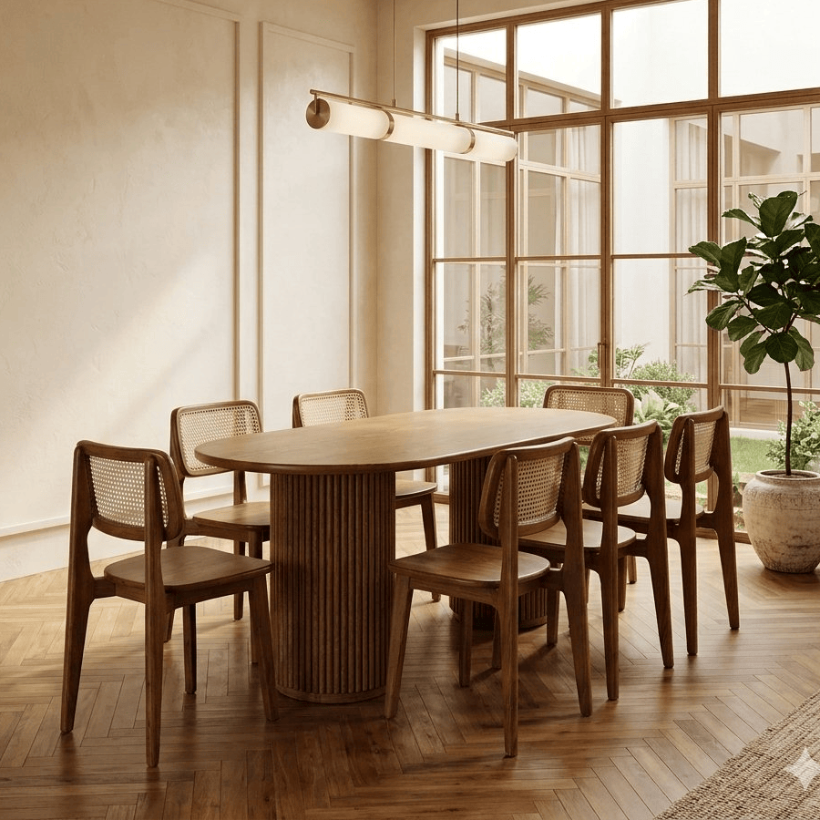Bộ Bàn Ăn 1m6 6 Ghế Gỗ Tần Bì BA206 – Đẳng Cấp Cho Phòng Bếp Hiện Đại