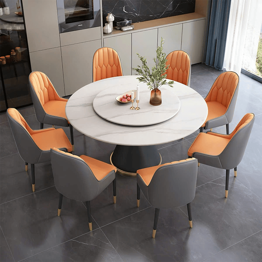 Bàn ăn tròn 1m5 8 ghế Monet Vip BA172 có mâm xoay sang trọng