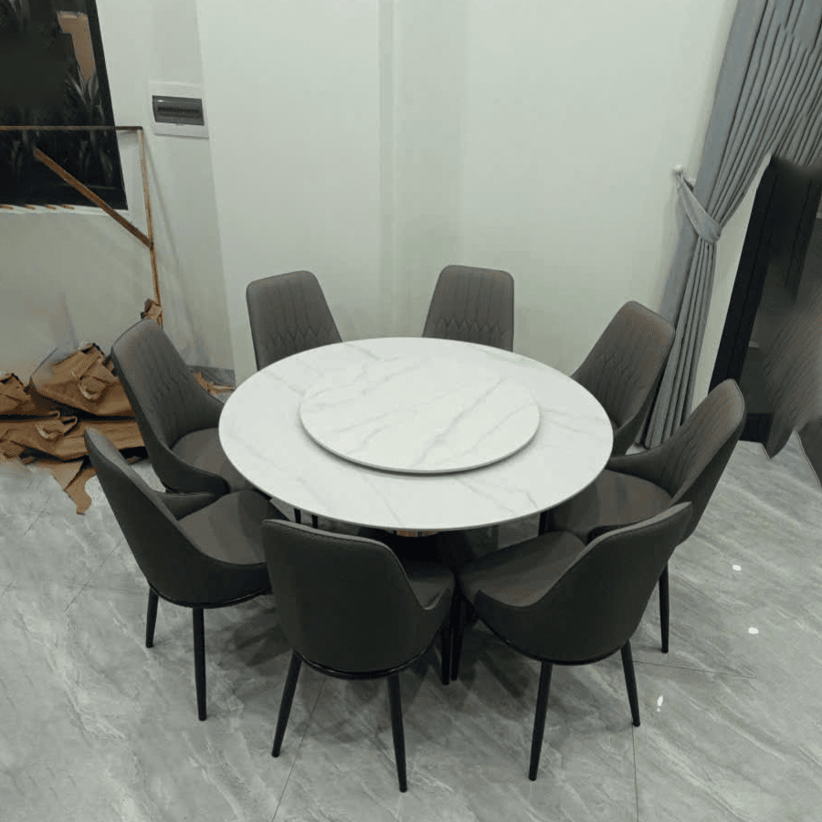 Bàn ăn tròn 1m5 8 ghế Monet Vip BA172
