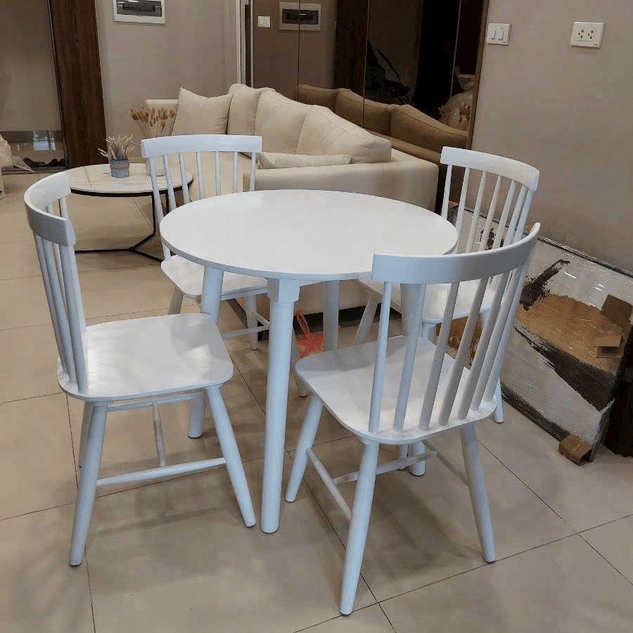 Bàn ăn tròn D80 4 ghế 7 nan BA212 – Thiết kế nhỏ gọn, hiện đại