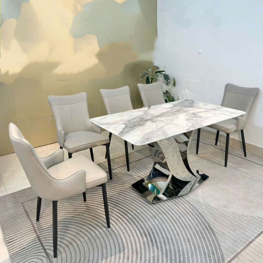 Bộ Bàn Ăn Nhập Khẩu 6 Ghế BA181 – Thiết Kế Chân X Sang Trọng