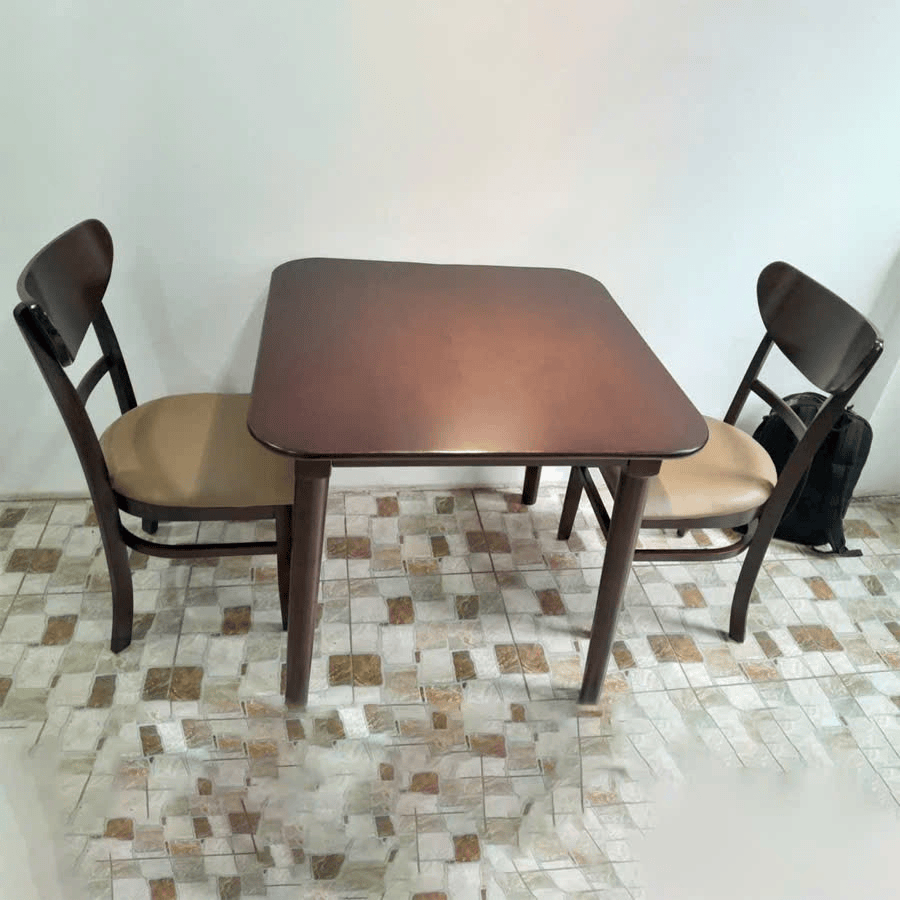 Bộ Bàn Ăn 2 Ghế BA209 – Bàn Vuông Gỗ Cao Su Tự Nhiên