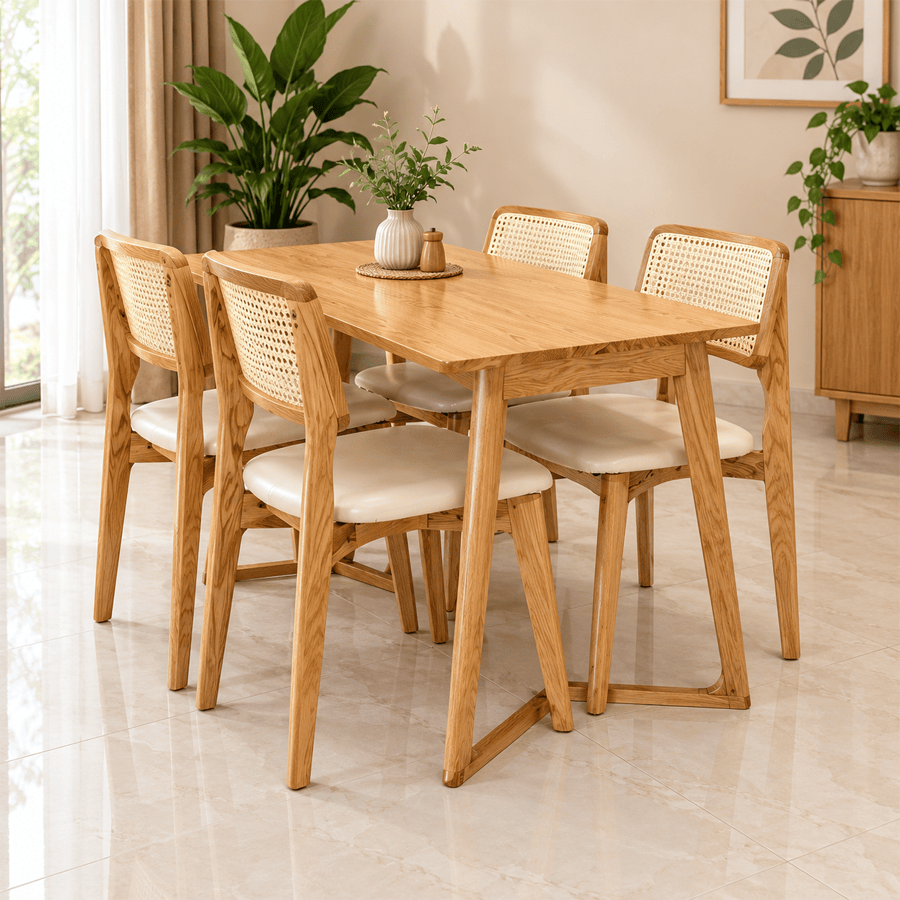 Bộ bàn ăn 4 ghế gỗ tần bì