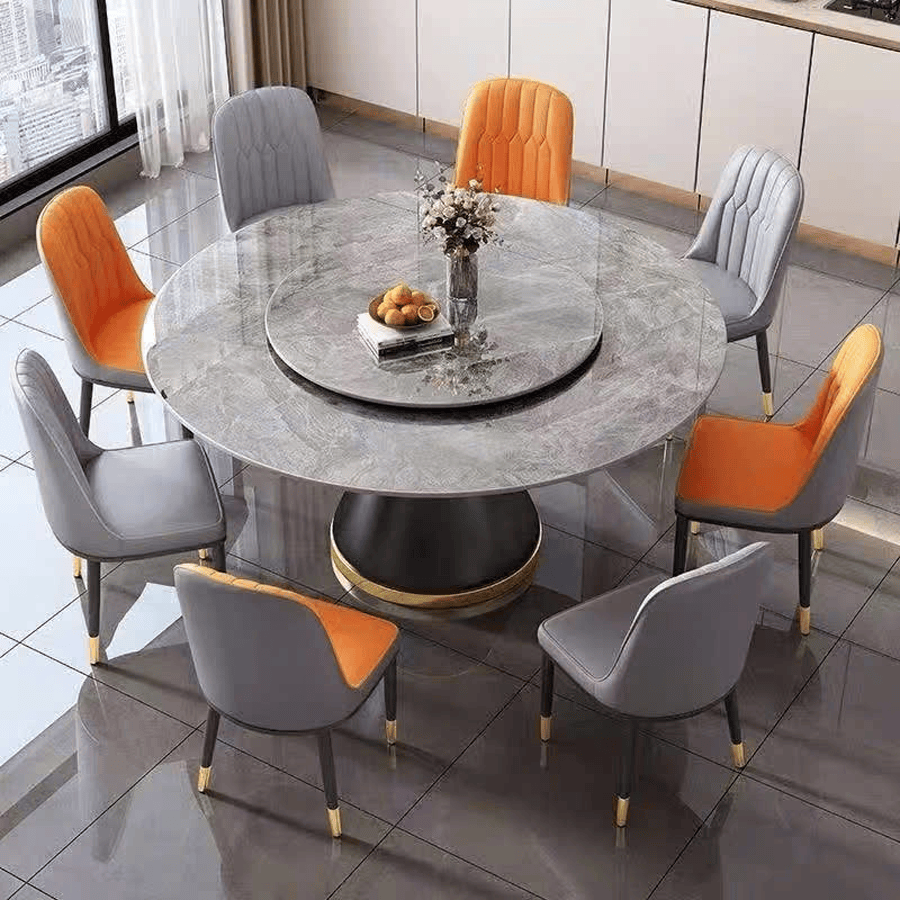 Bàn ăn tròn 1m5 8 ghế BA170 có mâm xoay – Sang trọng, tiện lợi